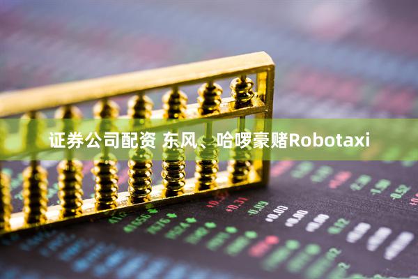 证券公司配资 东风、哈啰豪赌Robotaxi